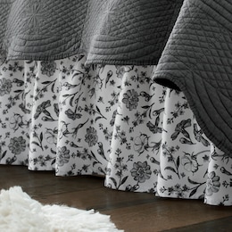 Black &amp; White Floral Bedskirt, , large