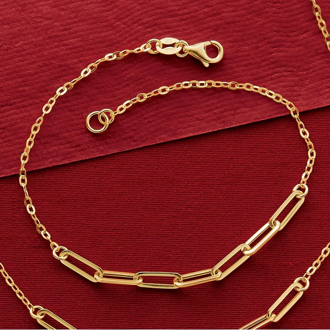 Gold Paperclip Chain Bracelet, , large