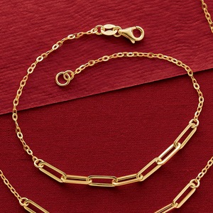 Gold Paperclip Chain Bracelet, , large
