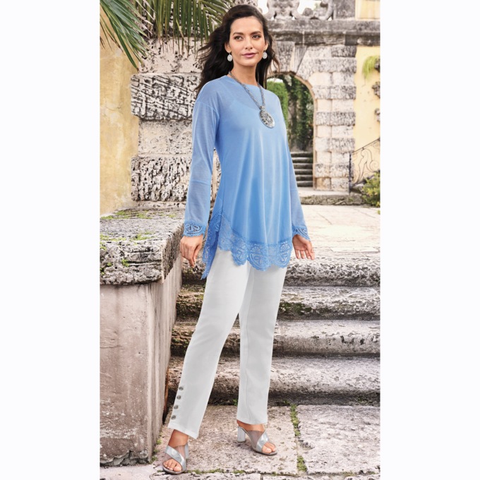 Shania Lace Trim Tunic, , large