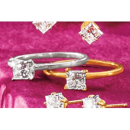 14K Gold Lab-Created Diamond Princess Solitaire Ring, , large