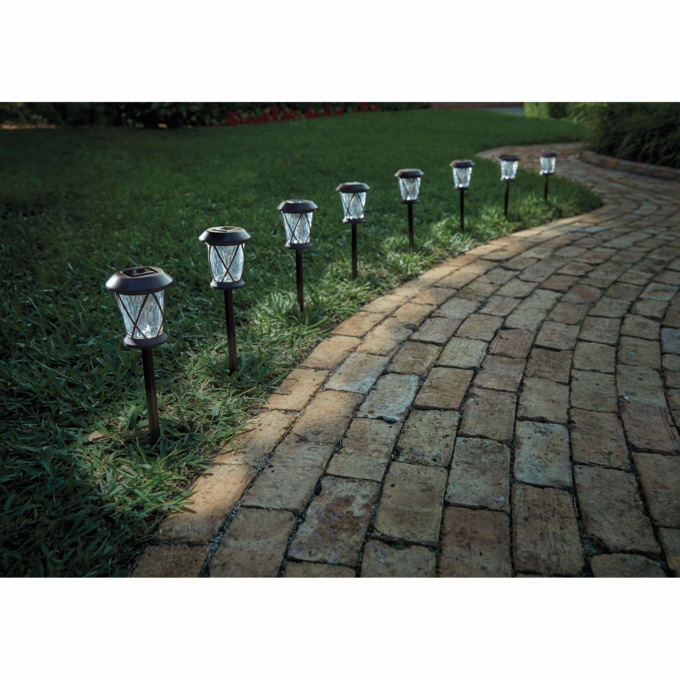 Set of 8 Solar Glass Pathway Stakes, , large