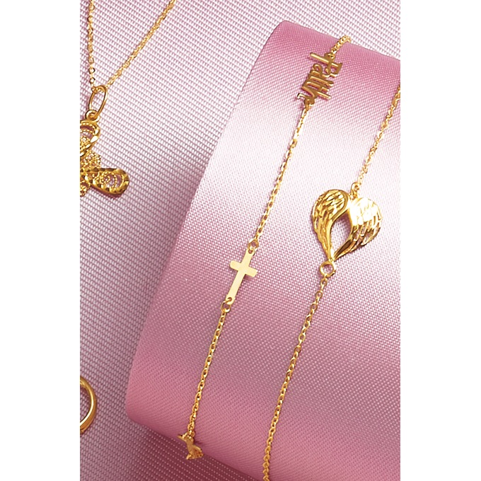 10K Gold Faith Cross Bracelet, Yellow Gold, large