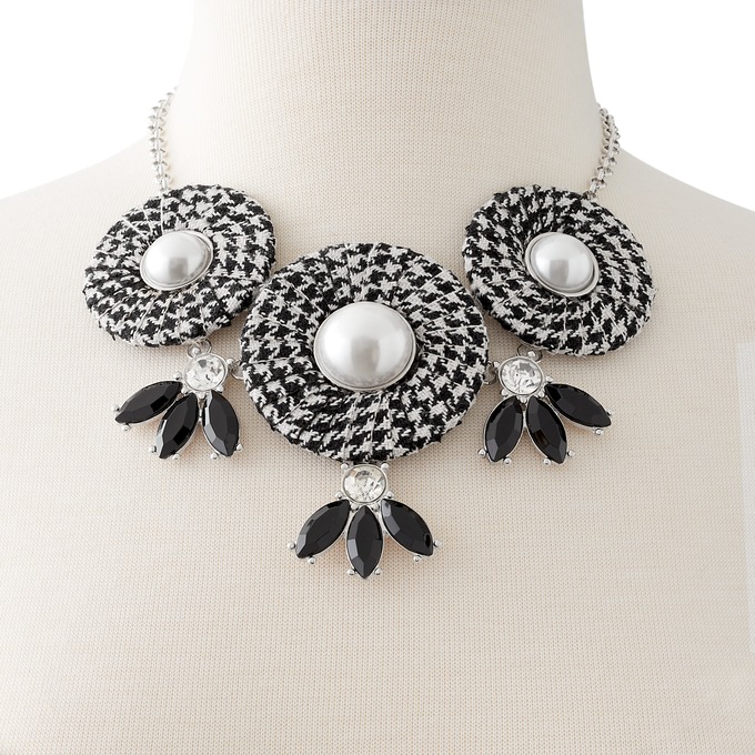 Houndstooth Fabric Necklace, , large