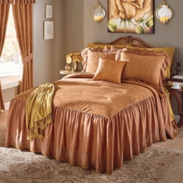 Faux-Suede Skirted Bedspread 3-Piece Set, , large