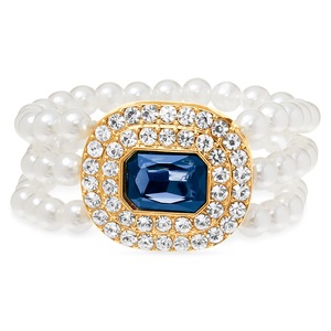 Crystal and Faux-Pearl Stretch Bracelet, , large