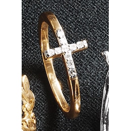 Lab-Created Diamond Cross Ring - .10 CTTW, , large