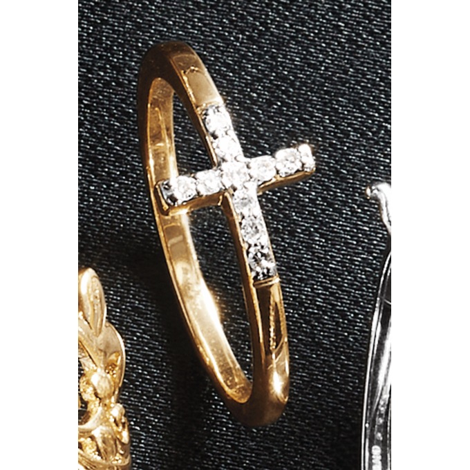Lab-Created Diamond Cross Ring - .10 CTTW, , large