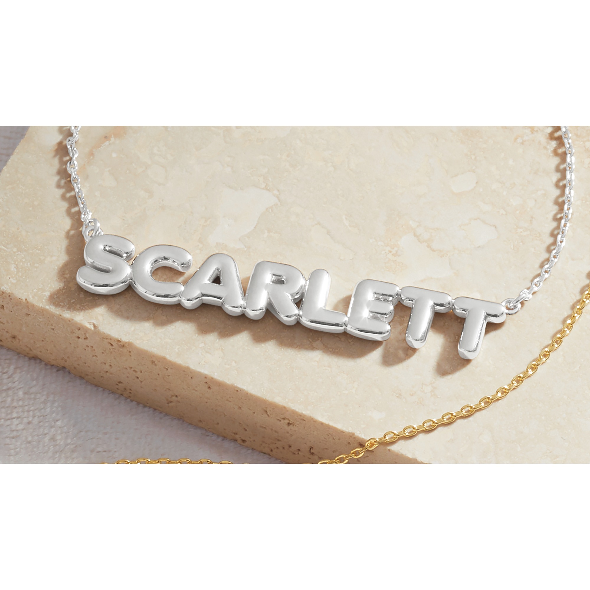 Personalized Name Bubble Letters Necklace, Sterling Silver, large