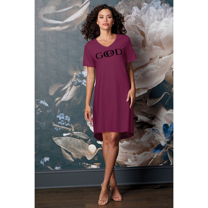 Faith Women's T-Shirt Style Nightgown with Inspirational Messaging, , large