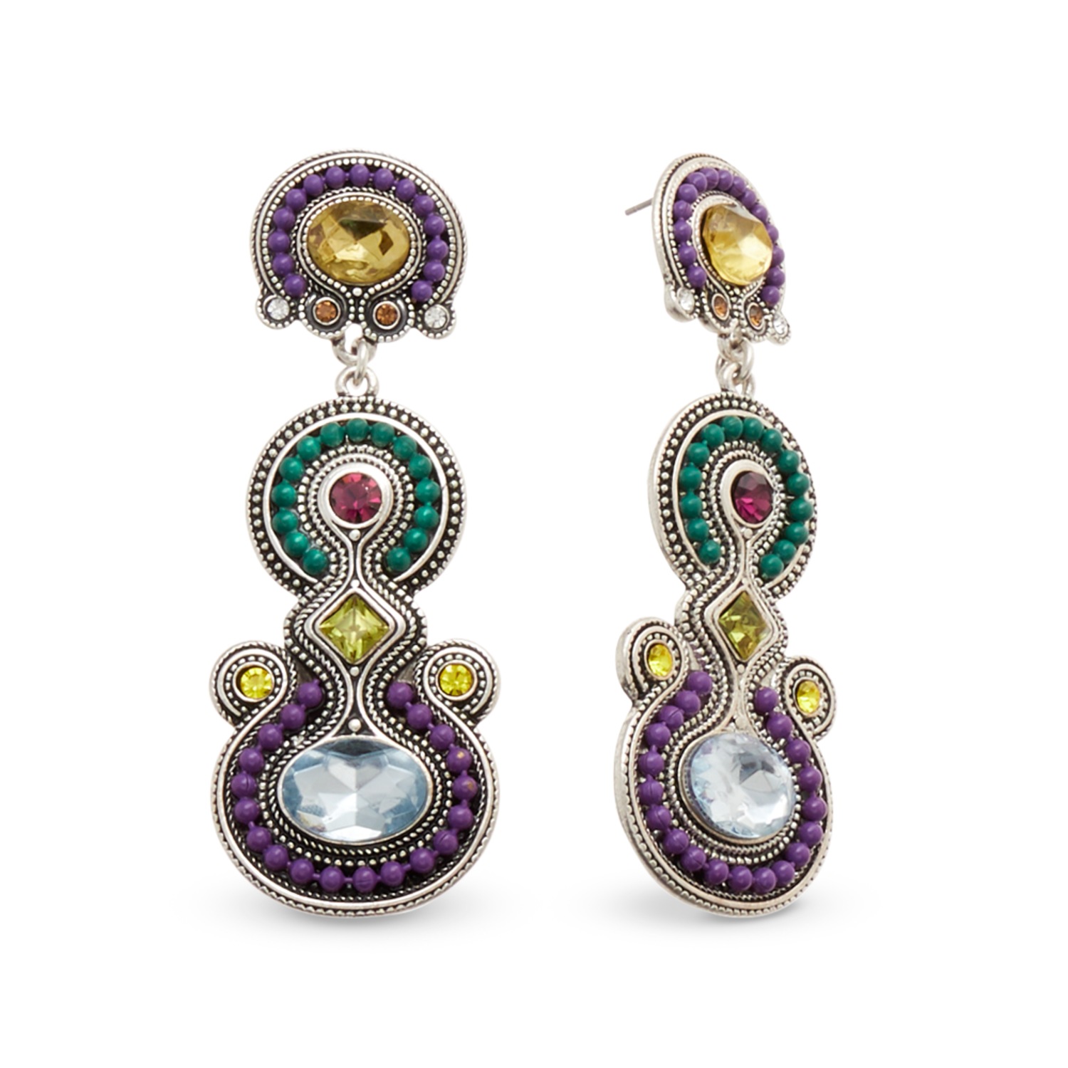 Crystal Beaded Art Deco Earrings Midnight Velvet