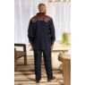 Rodney Men&rsquo;s Western Denim Shirt & Pant Set with Studded Faux-Suede Appliqu&eacute;s, , large