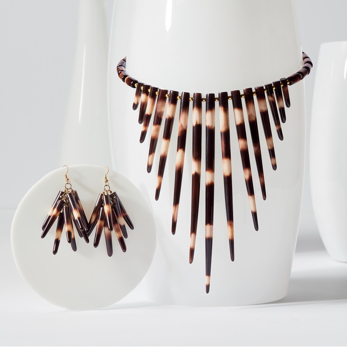 Tapered Spike Necklace & Earring Set, , large