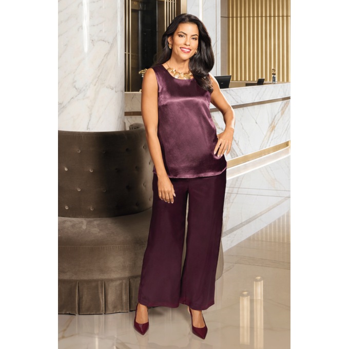 Presley 3-Piece Charmeuse Pant Outfit for Women with Jacket and Tank, , large