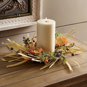 Orange Floral and Grasses Candle Ring, , large