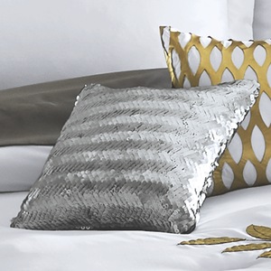 Gilded Leaf Silver Accent Pillow, , large