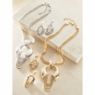 Double-Horn Crystal Chain Necklace & Earring Set, , large