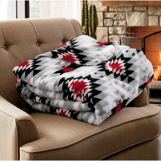 Southwest Sherpa Stripe Blanket, , large