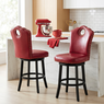 High-Back Swivel Bar or Counter Stool with Nailhead Trim, , large
