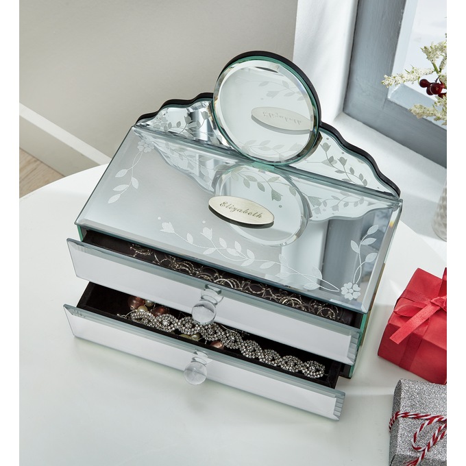 Mirrored Jewelry Box with Drawers, , large