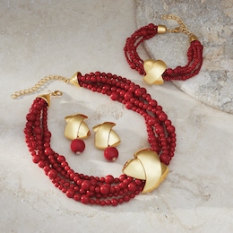 Color Beaded Necklace, Bracelet &amp; Earring Set, , large