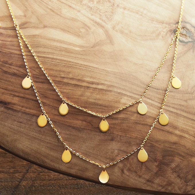 10K Gold Teardrop 2-Strand Necklace, , large