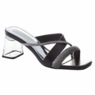 Classique Glitter Rope Slide Sandal with Mini Rhinestones and Chunky 2.5" Heel, Black, large