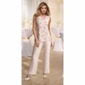 Cera 3-Piece Printed Pant Outfit with Airy Chiffon and Rhinestone Trim, , large