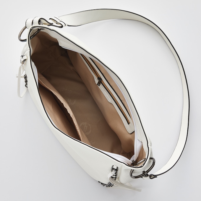 Justine Faux-Leather Hobo Bag &ndash; Shoulder Purse with Chain Tassel Detail for Women, , large