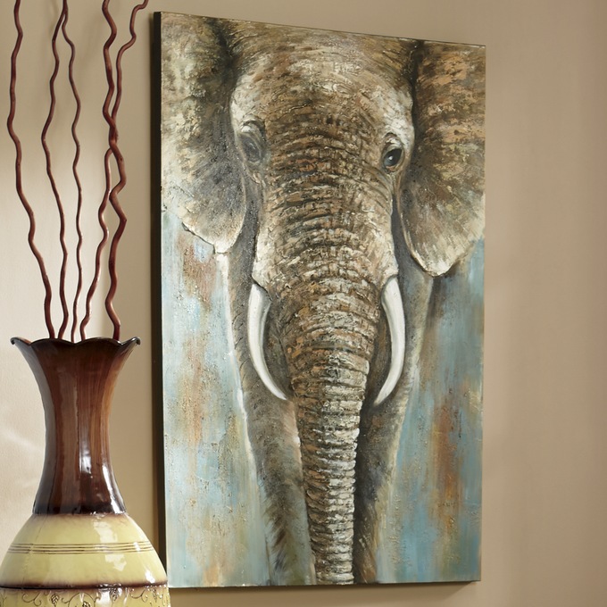 Elephant Oil Painting Midnight Velvet