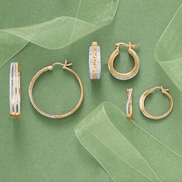 3-Pair Diamond Hoop Earrings, , large