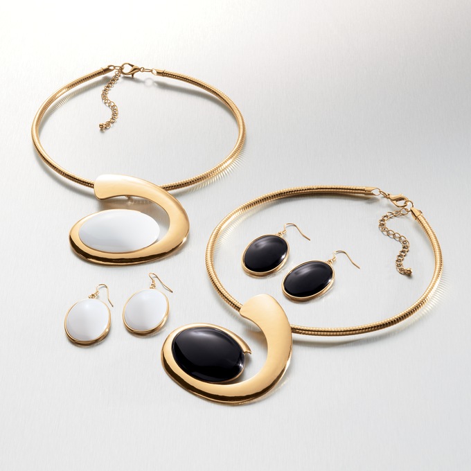 Oval Swirl Necklace and Earring Set, , large