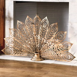 Peacock Fireplace Screen, , large