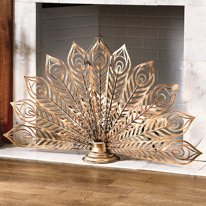 Peacock Fireplace Screen, , large