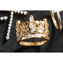 Lab-Created Diamond Crown Ring - .10 CTTW, , large