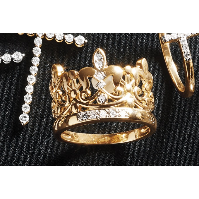 Lab-Created Diamond Crown Ring - .10 CTTW, , large