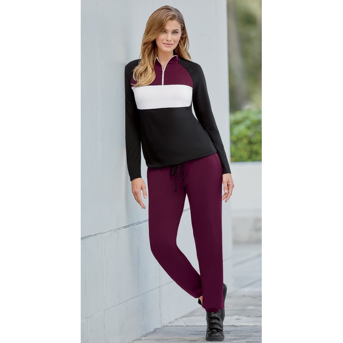Color-Blocked 1/4-Zip or 1/2-Zip Top and French Terry Jogger, , large