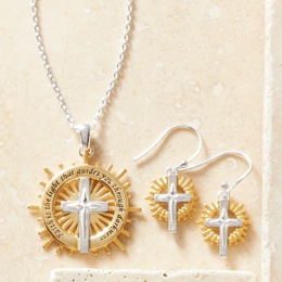 Two-Tone Faith/Light Necklace &amp; Earrings Set, , large