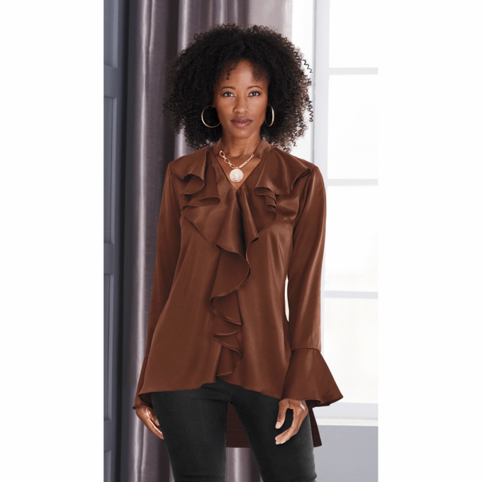 Quinn Ruffle-front Women's Top, , large