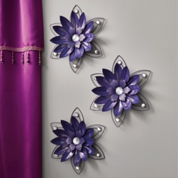 Set of 3 Crystal Wall Flowers, , large