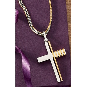 Men's Two-Tone Stainless Steel Cross Pendant, , large