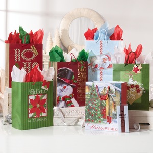 Set of 6 Large Traditional Christmas Bags, , large
