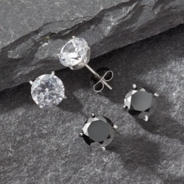 Majesty Cubic Zirconia 2-Pair Stud Earring Set for Him, , large