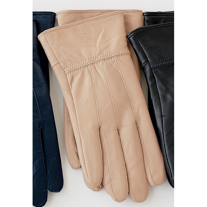 Classic Cinched Leather Gloves, , large
