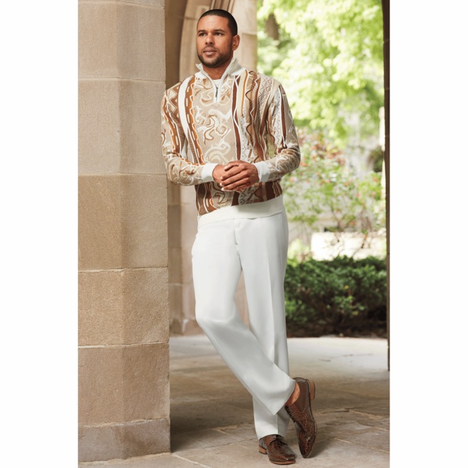 Stacy Adams 1/4-Zip Sweater Pant Set, , large