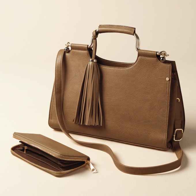 2-Piece Tassel Satchel, , large