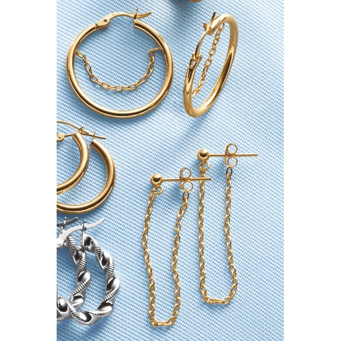 2-Pair Chain Earring Set, , large