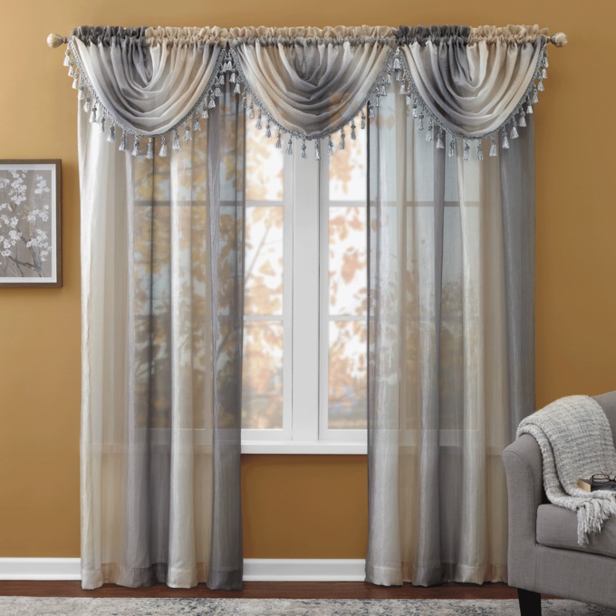 Ombré Tasseled Waterfall Valance, , large