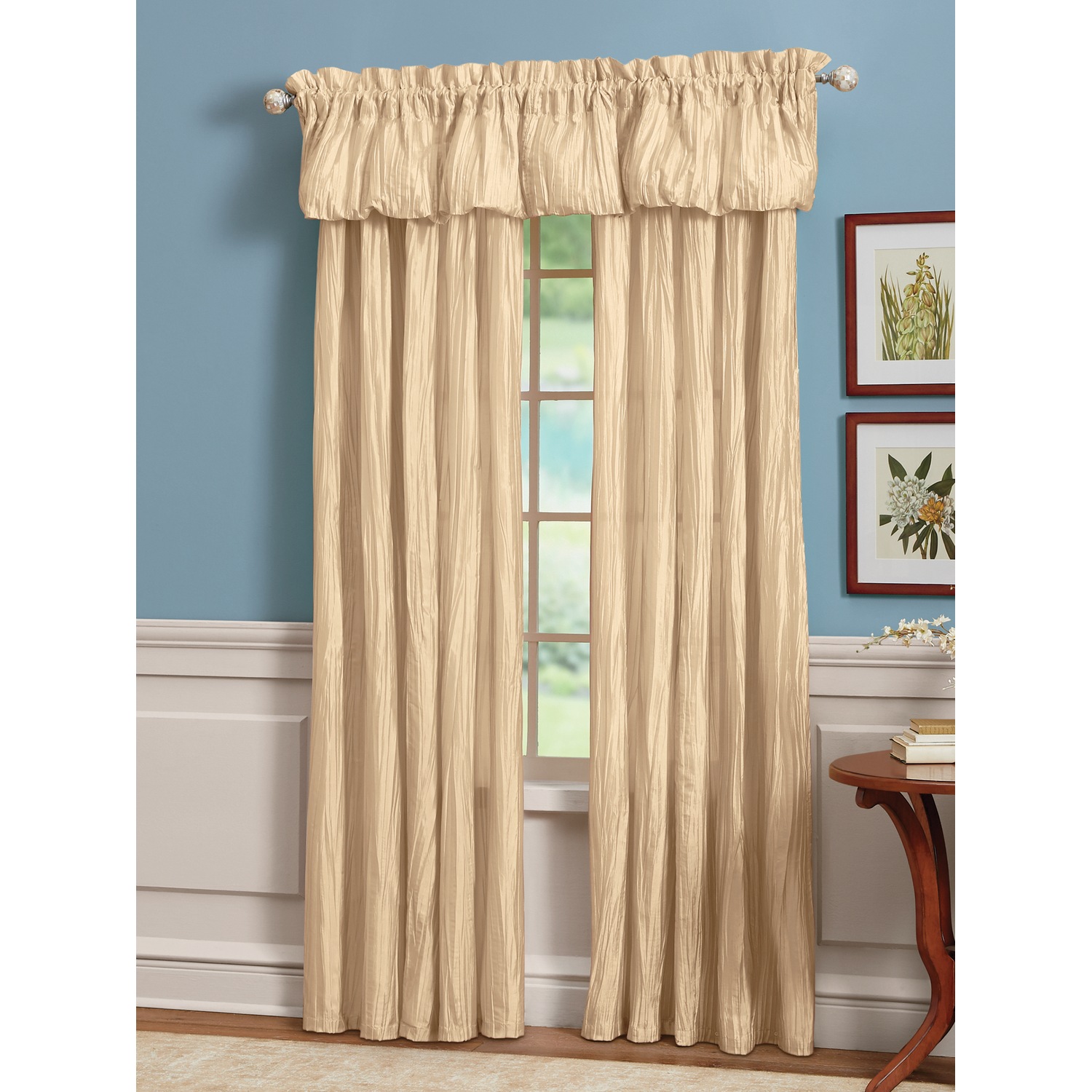 Crushed Semi Sheer Panel And Balloon Valance Midnight Velvet