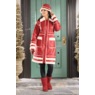 Faux Shearling Bucket Hat and Glove Set, Red, large